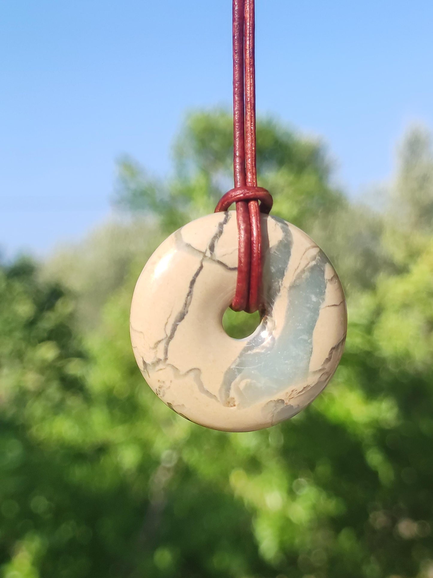 Serpentine ~ Donut 30mm ~ Collier de pierres précieuses ~HIPPIE ~GOA ~Boho ~Tibet ~Ethno ~Nature ~Donut ~Symbole de protection ~Pierre de guérison