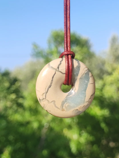 Serpentine ~ Donut 30mm ~ Collier de pierres précieuses ~HIPPIE ~GOA ~Boho ~Tibet ~Ethno ~Nature ~Donut ~Symbole de protection ~Pierre de guérison