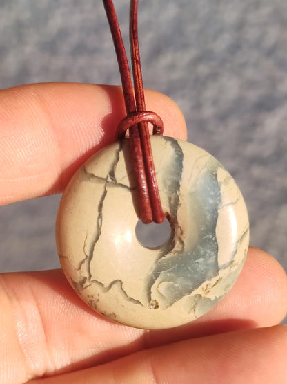 Serpentine ~ Donut 30mm ~ Collier de pierres précieuses ~HIPPIE ~GOA ~Boho ~Tibet ~Ethno ~Nature ~Donut ~Symbole de protection ~Pierre de guérison