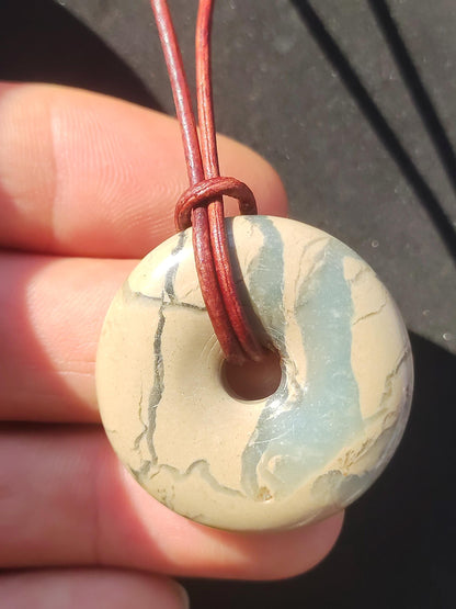 Serpentine ~ Donut 30mm ~ Collier de pierres précieuses ~HIPPIE ~GOA ~Boho ~Tibet ~Ethno ~Nature ~Donut ~Symbole de protection ~Pierre de guérison