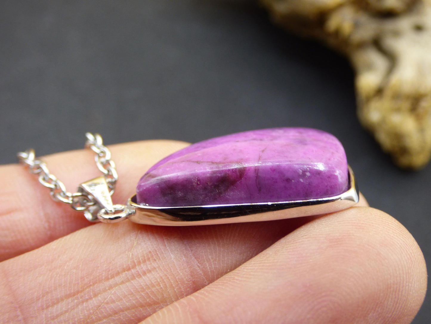 Cobalt Calcit Kobaltcalcit - 925 Silber Edelstein Kette Heilstein Natur pink rosa Rarität Edel Mann Frau Geschenk Er Sie Freundin Kristall