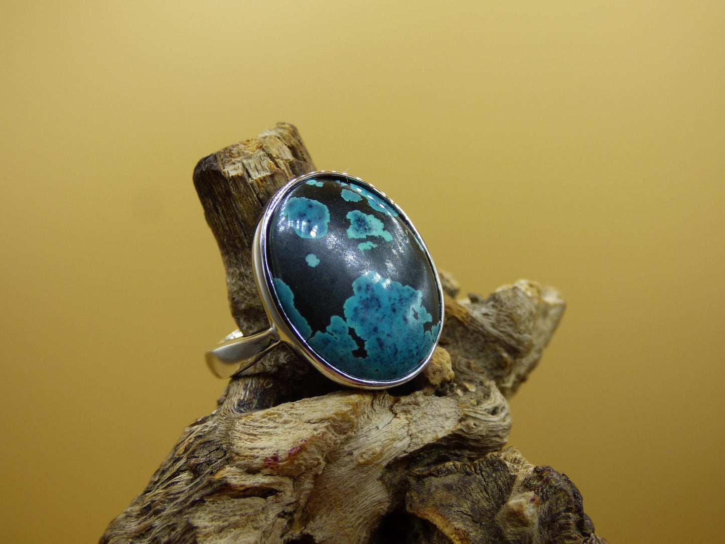 Turquoise Ring - 100% natural 925 Sterling Silver adjustable gemstone healing stone energy power women ring jewelry noble green blue rarity