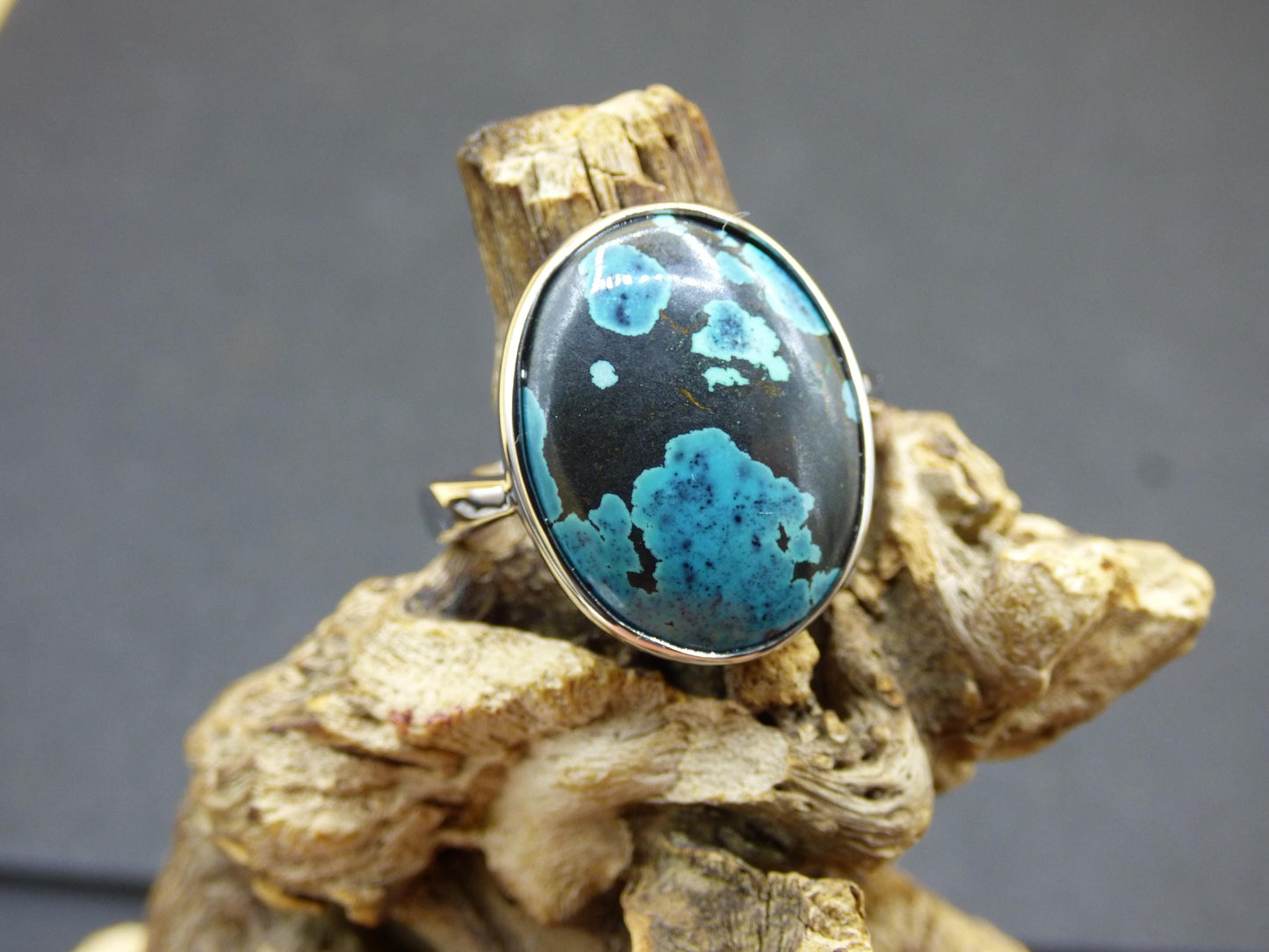 Turquoise Ring - 100% natural 925 Sterling Silver adjustable gemstone healing stone energy power women ring jewelry noble green blue rarity