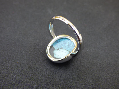 Turquoise Ring - 100% natural 925 Sterling Silver adjustable gemstone healing stone energy power women ring jewelry noble green blue rarity