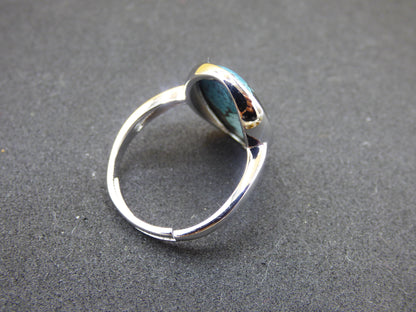 Turquoise Ring - 100% natural 925 Sterling Silver adjustable gemstone healing stone energy power women ring jewelry noble green blue rarity