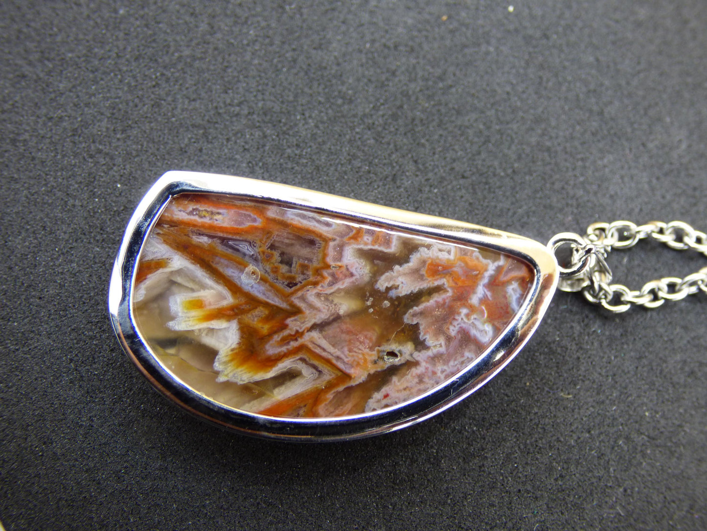 Stick Agate - 925 Sterling Silver Gemstone Necklace Brown Unique Rare Healing Stone Natural Rare Noble Dream Man Woman He She Gift Friend