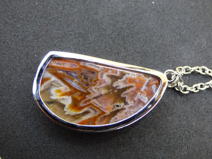 Stick Agate - 925 Sterling Silver Gemstone Necklace Brown Unique Rare Healing Stone Natural Rare Noble Dream Man Woman He She Gift Friend