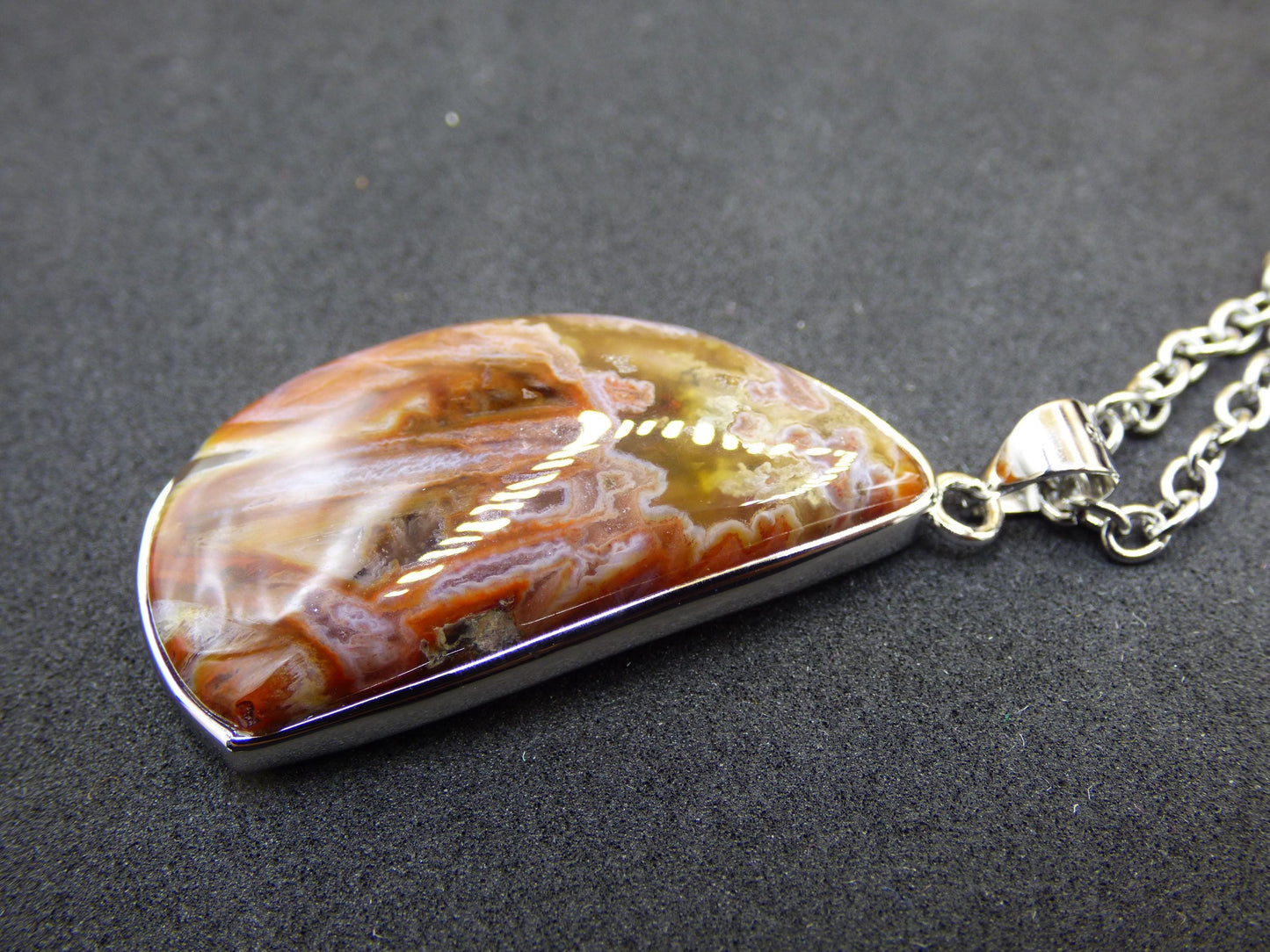 Stick Agate - 925 Sterling Silver Gemstone Necklace Brown Unique Rare Healing Stone Natural Rare Noble Dream Man Woman He She Gift Friend