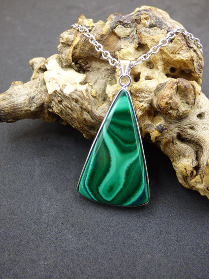 Malachite - 925 Sterling Silver Gemstone Necklace Natural Blue Rarity Healing Stone Crystal Man Woman He She Gift Friend Brother