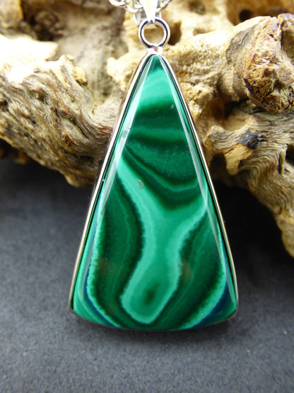 Malachite - 925 Sterling Silver Gemstone Necklace Natural Blue Rarity Healing Stone Crystal Man Woman He She Gift Friend Brother