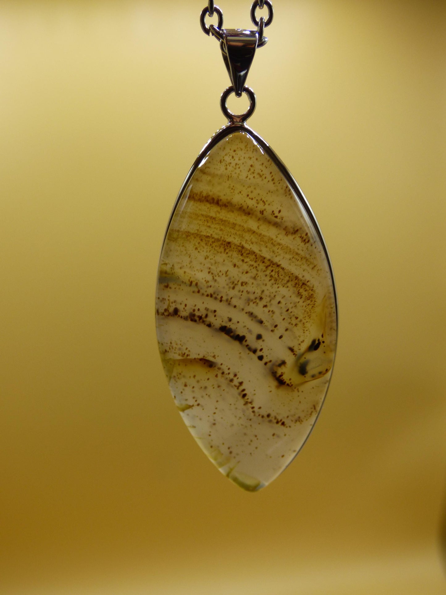 Dendrite Achat - 925 Sterling Silber Edelstein Kette Natur weiß Schutz Rarität Heilstein Kristall Mann Frau Er Sie Geschenk Freund Bruder