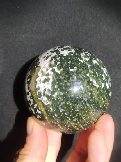 XL 8 Adern Ocean Jaspis Orbicular grün - Edelstein Kugel Natur Heilstein Deko Kristall Geschenk Er Sie Mann Frau Haus Wohnung Energie Selten