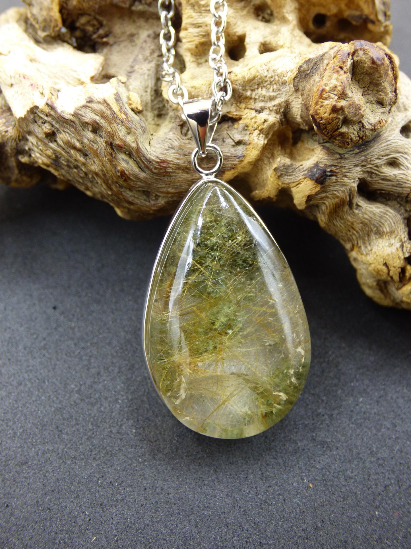 Phantom Rutil Quarz  - 925 Sterling Silber Edelstein Kette Natur weiß Schutz Rarität Heilstein Kristall Mann Frau Er Sie Geschenk Freund