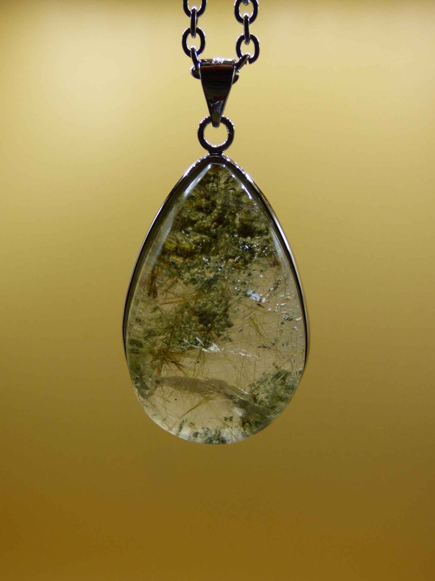 Phantom Rutil Quarz  - 925 Sterling Silber Edelstein Kette Natur weiß Schutz Rarität Heilstein Kristall Mann Frau Er Sie Geschenk Freund