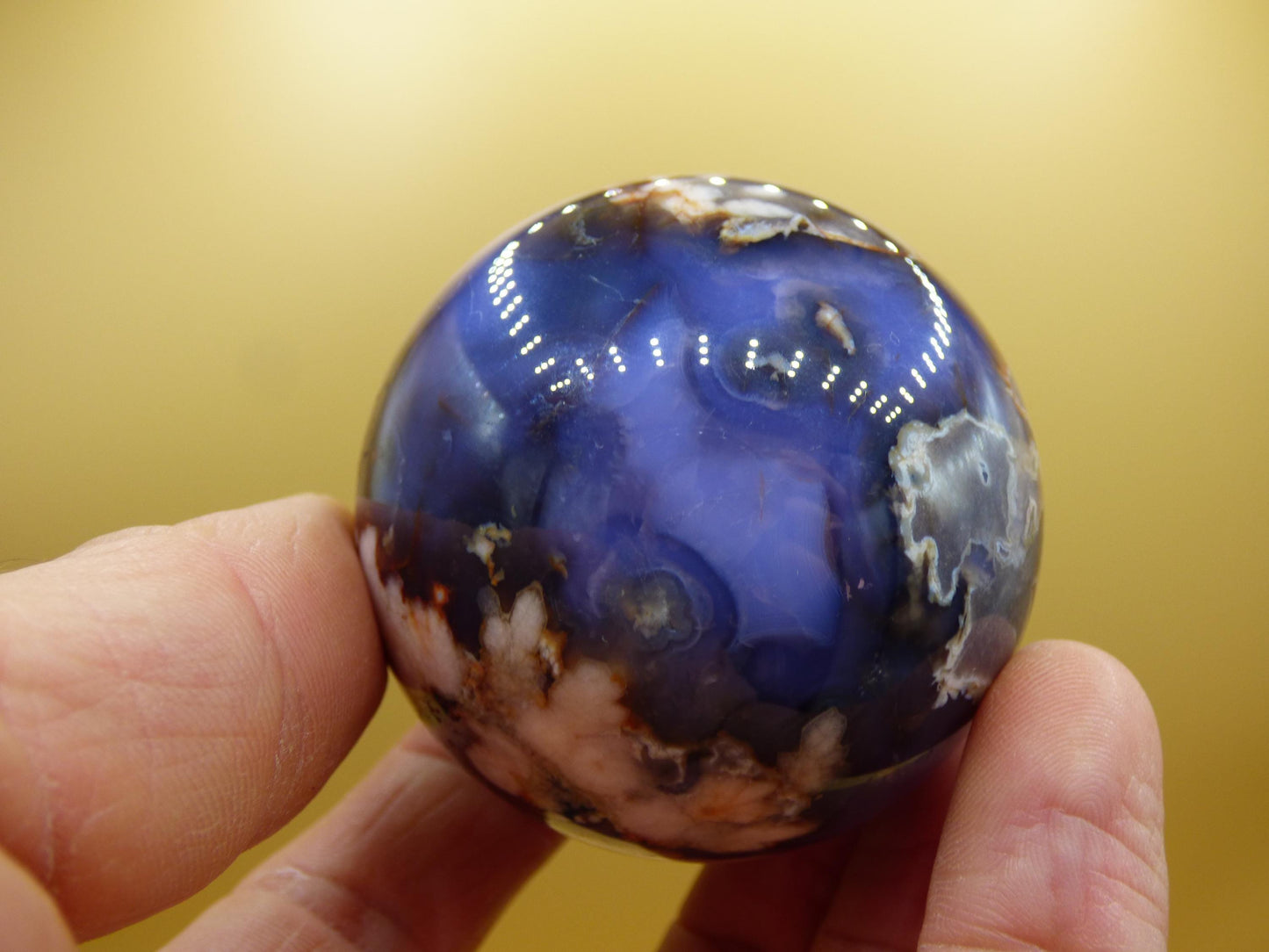 Flower Agate blue Flower Blossom A- Gemstone Ball Decoration Crystal Sphere Meditation Healing Stone Nature Gift He She Man Woman Rare Rarity