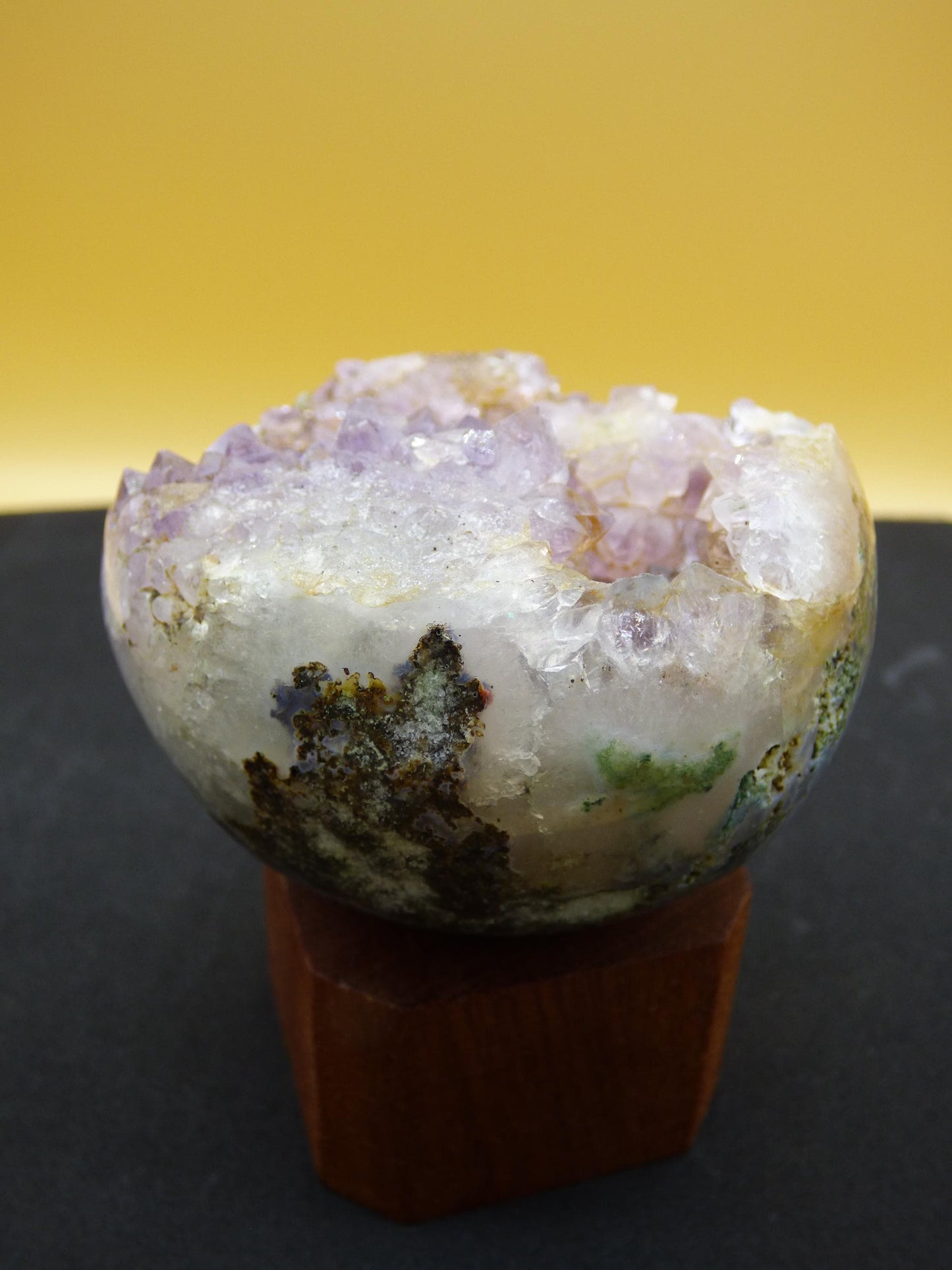 Amethyst Achat Geode Kugel ~ Magische Edelstein Deko Kristall Stufe Sphere Heilstein lila Energie Wohnen Rarität Sammler Geschenk