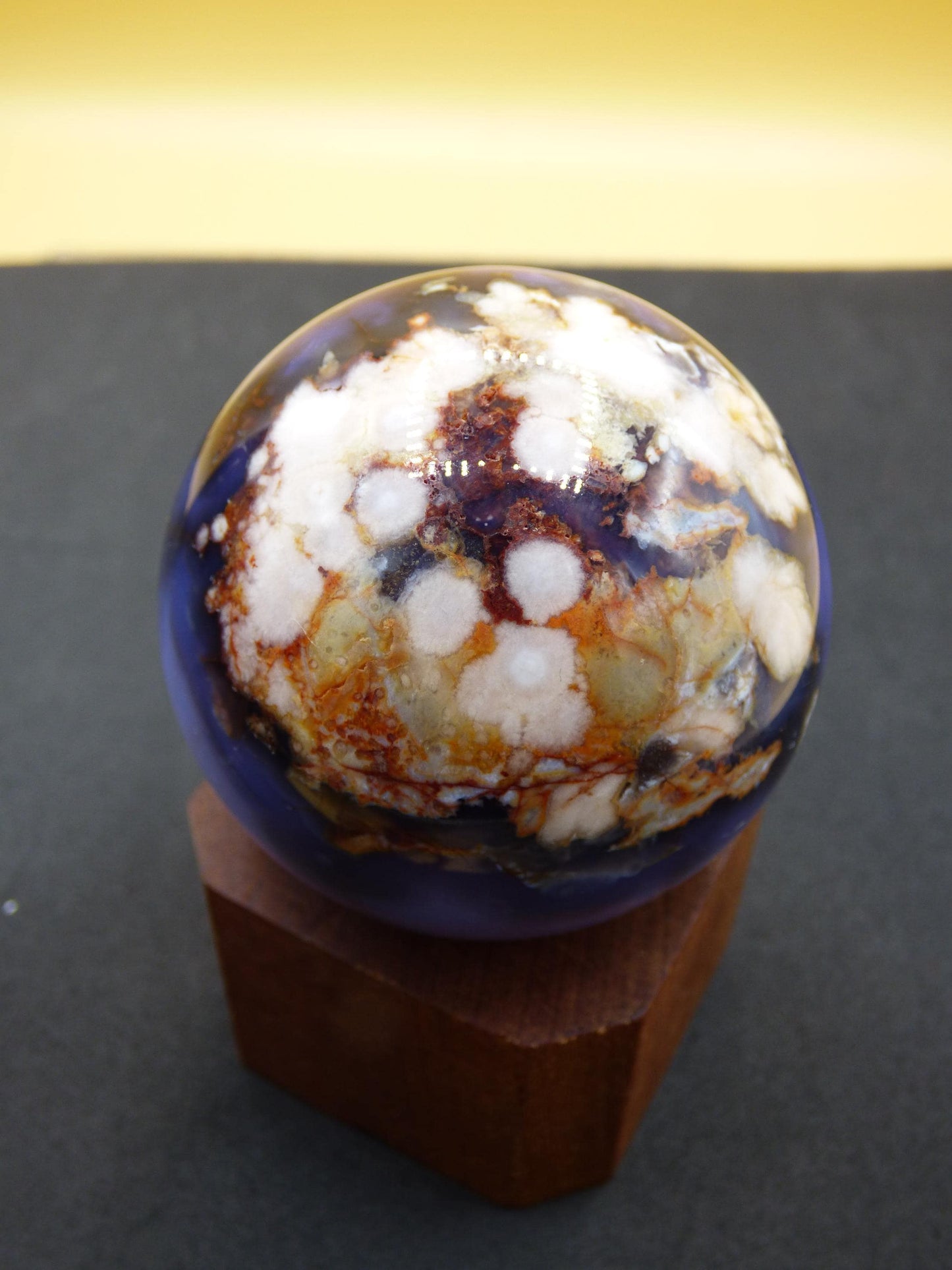 Flower Agate blue Flower Blossom A- Gemstone Ball Decoration Crystal Sphere Meditation Healing Stone Nature Gift He She Man Woman Rare Rarity