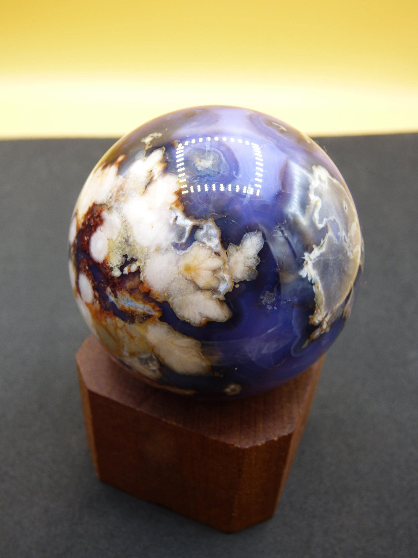 Flower Agate blue Flower Blossom A- Gemstone Ball Decoration Crystal Sphere Meditation Healing Stone Nature Gift He She Man Woman Rare Rarity