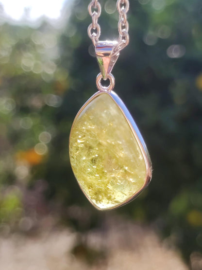 Vesuvianit grün AAA 925 Silber Edelstein Kette Natur Heilstein Kristall Rarität Anhänger Mann Frau Er Sie Geschenk Wunderschön Edel