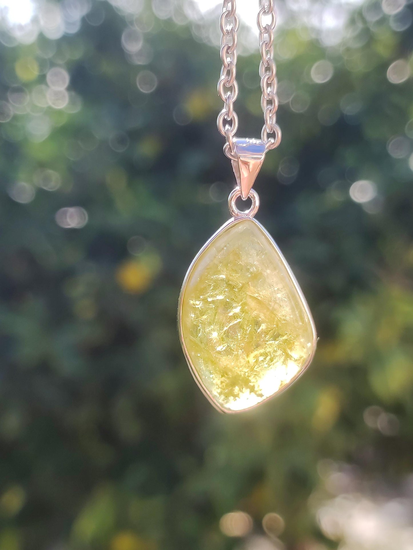 Vesuvianit grün AAA 925 Silber Edelstein Kette Natur Heilstein Kristall Rarität Anhänger Mann Frau Er Sie Geschenk Wunderschön Edel