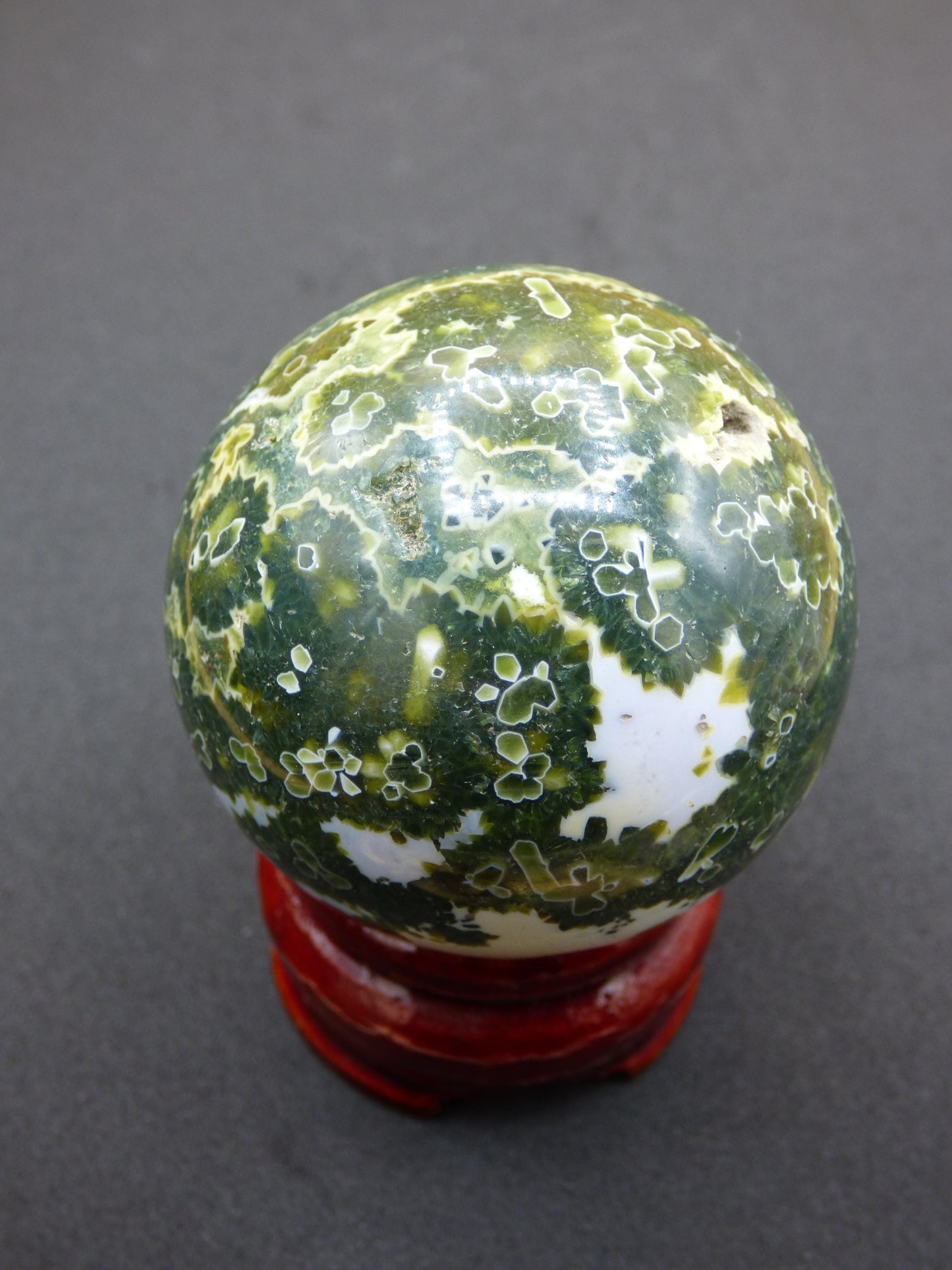 8 Adern Ocean Jaspis Orbicular grün - Edelstein Kugel Natur Heilstein Deko Kristall Geschenk Er Sie Mann Frau Haus Wohnung Energie Selten