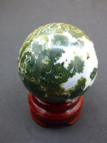 8 Adern Ocean Jaspis Orbicular grün - Edelstein Kugel Natur Heilstein Deko Kristall Geschenk Er Sie Mann Frau Haus Wohnung Energie Selten