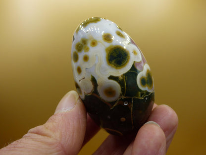 8 Adern Ocean Jaspis Orbicular grün gelb weiß - Edelstein Ei Kugel Natur Heilstein Deko Crystal Geschenk Er Sie Mann Frau Haus Wohnen Selten