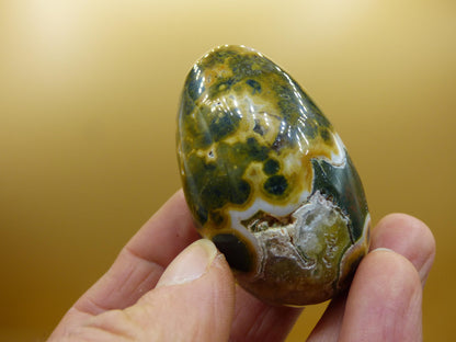 8 Adern Ocean Jaspis Orbicular grün gelb weiß - Edelstein Ei Kugel Natur Heilstein Deko Crystal Geschenk Er Sie Mann Frau Haus Wohnen Selten