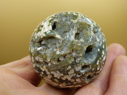 8 Adern Ocean Jaspis Orbicular grün - Edelstein Kugel Natur Heilstein Deko Kristall Geschenk Er Sie Mann Frau Haus Wohnung Energie Selten