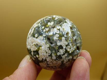 8 Adern Ocean Jaspis Orbicular grün - Edelstein Kugel Natur Heilstein Deko Kristall Geschenk Er Sie Mann Frau Haus Wohnung Energie Selten