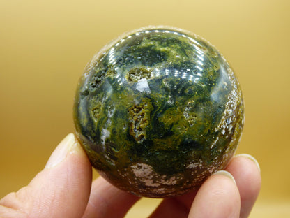 8 Adern Ocean Jaspis Orbicular grün - Edelstein Kugel Natur Heilstein Deko Kristall Geschenk Er Sie Mann Frau Haus Wohnung Energie Selten