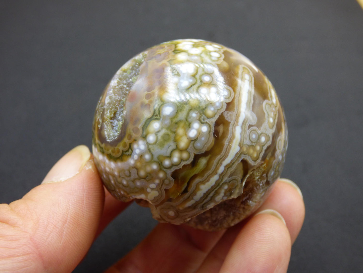 8 Adern Ocean Jaspis Orbicular grün - Edelstein Kugel Natur Heilstein Deko Kristall Geschenk Er Sie Mann Frau Haus Wohnung Energie Selten