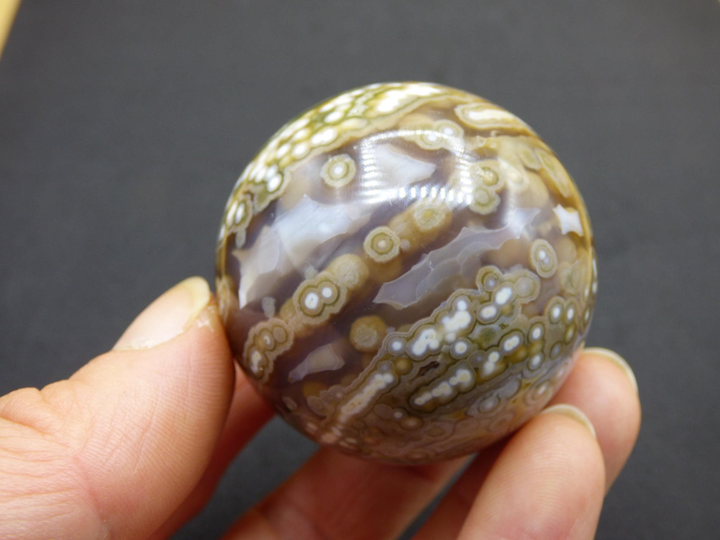 8 Adern Ocean Jaspis Orbicular grün - Edelstein Kugel Natur Heilstein Deko Kristall Geschenk Er Sie Mann Frau Haus Wohnung Energie Selten