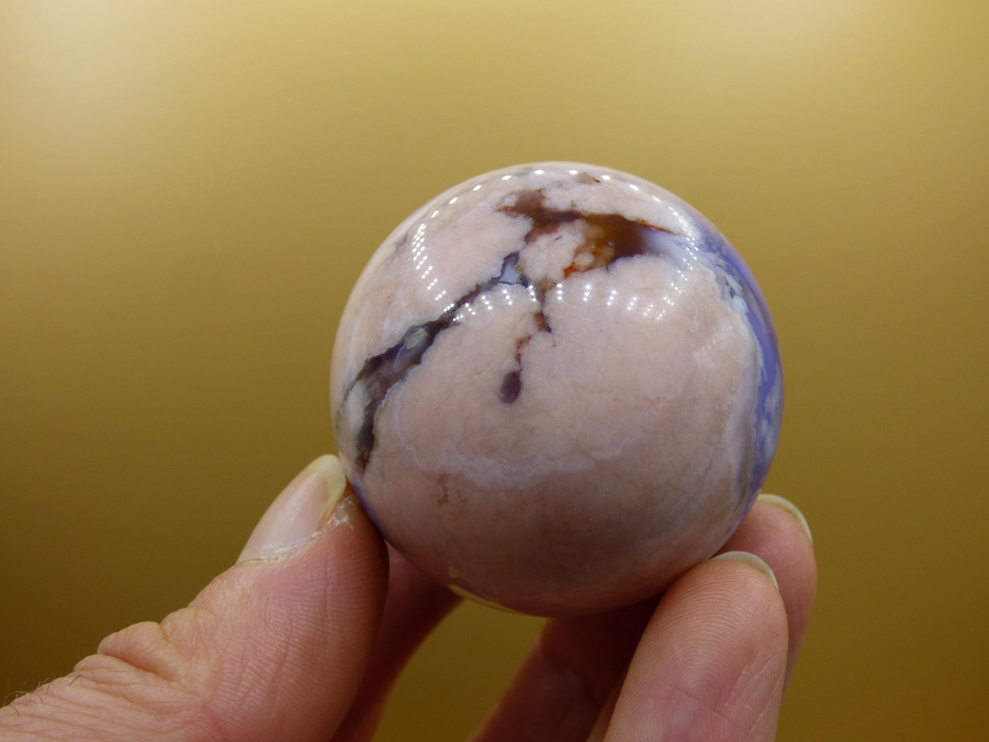 Blumen Achat blau Flower Blossom A- Edelstein Kugel Deko Kristall Sphere Meditation Heilstein Natur Geschenk Er Sie Mann Frau Selten Rarität