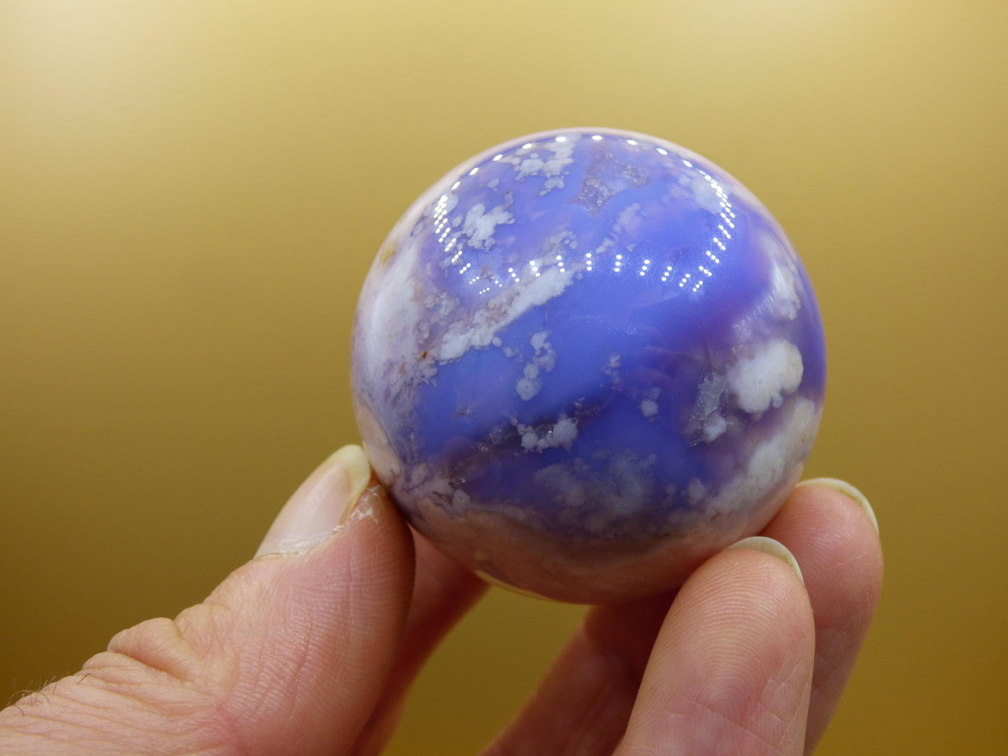 Blumen Achat blau Flower Blossom A- Edelstein Kugel Deko Kristall Sphere Meditation Heilstein Natur Geschenk Er Sie Mann Frau Selten Rarität