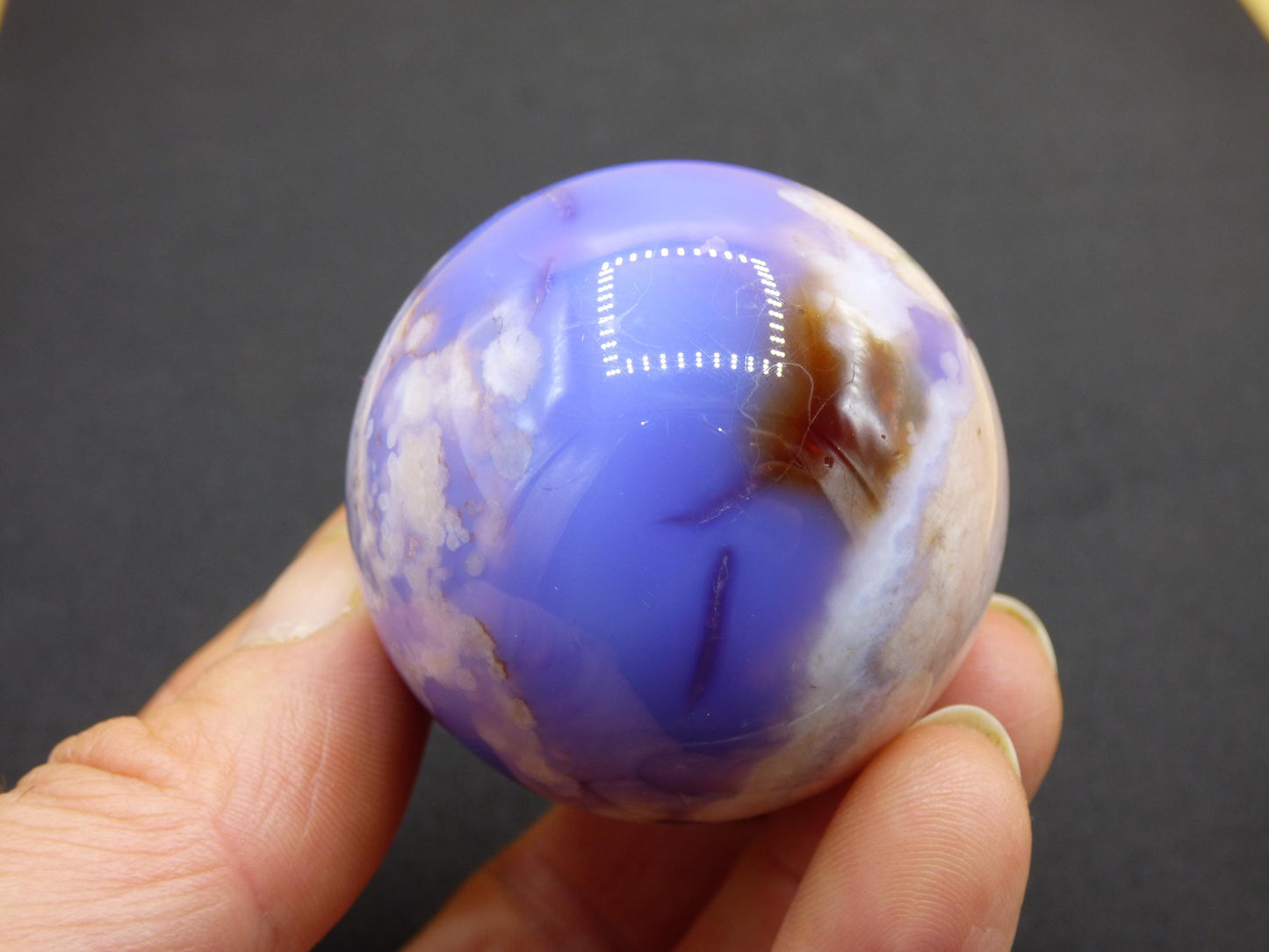 Blumen Achat blau Flower Blossom A- Edelstein Kugel Deko Kristall Sphere Meditation Heilstein Natur Geschenk Er Sie Mann Frau Selten Rarität