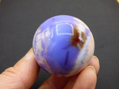 Blumen Achat blau Flower Blossom A- Edelstein Kugel Deko Kristall Sphere Meditation Heilstein Natur Geschenk Er Sie Mann Frau Selten Rarität