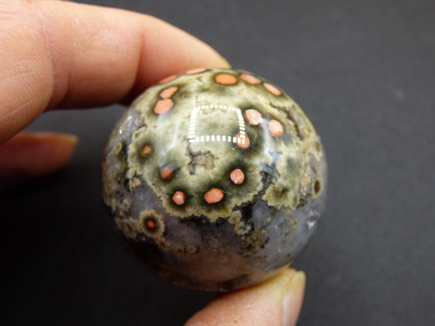 8 Adern Ocean Jaspis Orbicular rot - Edelstein Kugel Natur Heilstein Deko Kristall Geschenk Er Sie Mann Frau Haus Wohnung Energie Selten