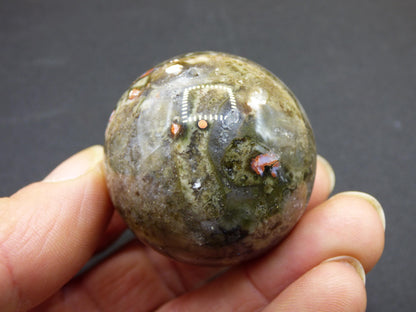 8 Adern Ocean Jaspis Orbicular rot - Edelstein Kugel Natur Heilstein Deko Kristall Geschenk Er Sie Mann Frau Haus Wohnung Energie Selten