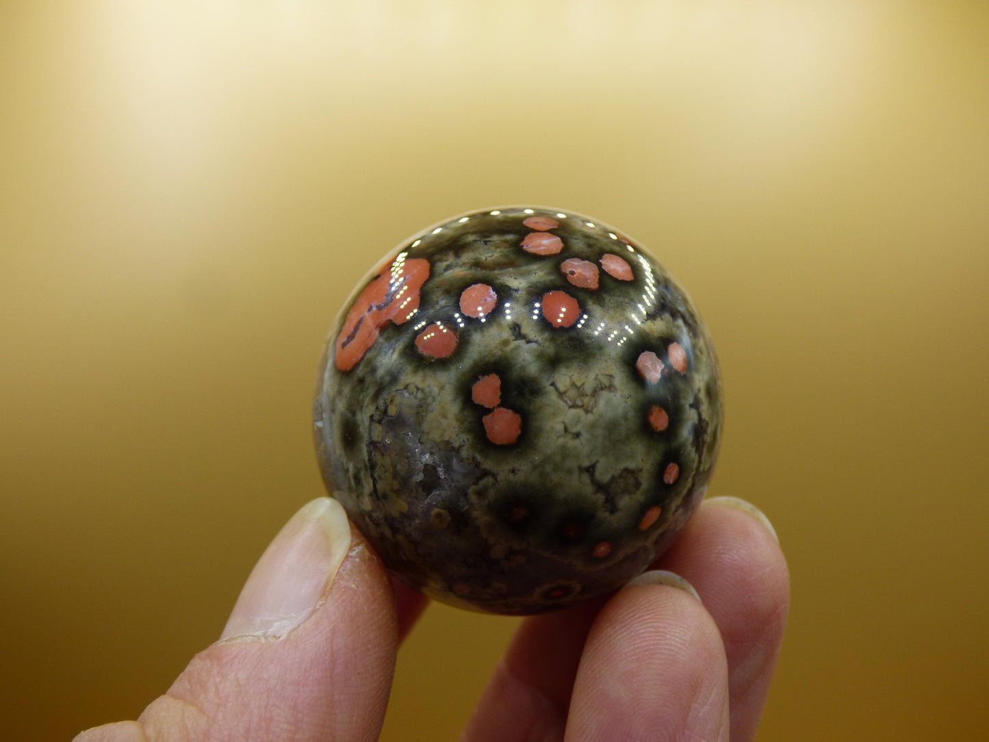 8 Adern Ocean Jaspis Orbicular rot - Edelstein Kugel Natur Heilstein Deko Kristall Geschenk Er Sie Mann Frau Haus Wohnung Energie Selten