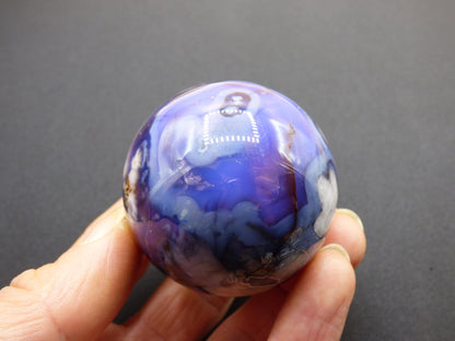 Blumen Achat blau Flower Blossom A- Edelstein Kugel Deko Kristall Sphere Meditation Heilstein Natur Geschenk Er Sie Mann Frau Selten Rarität