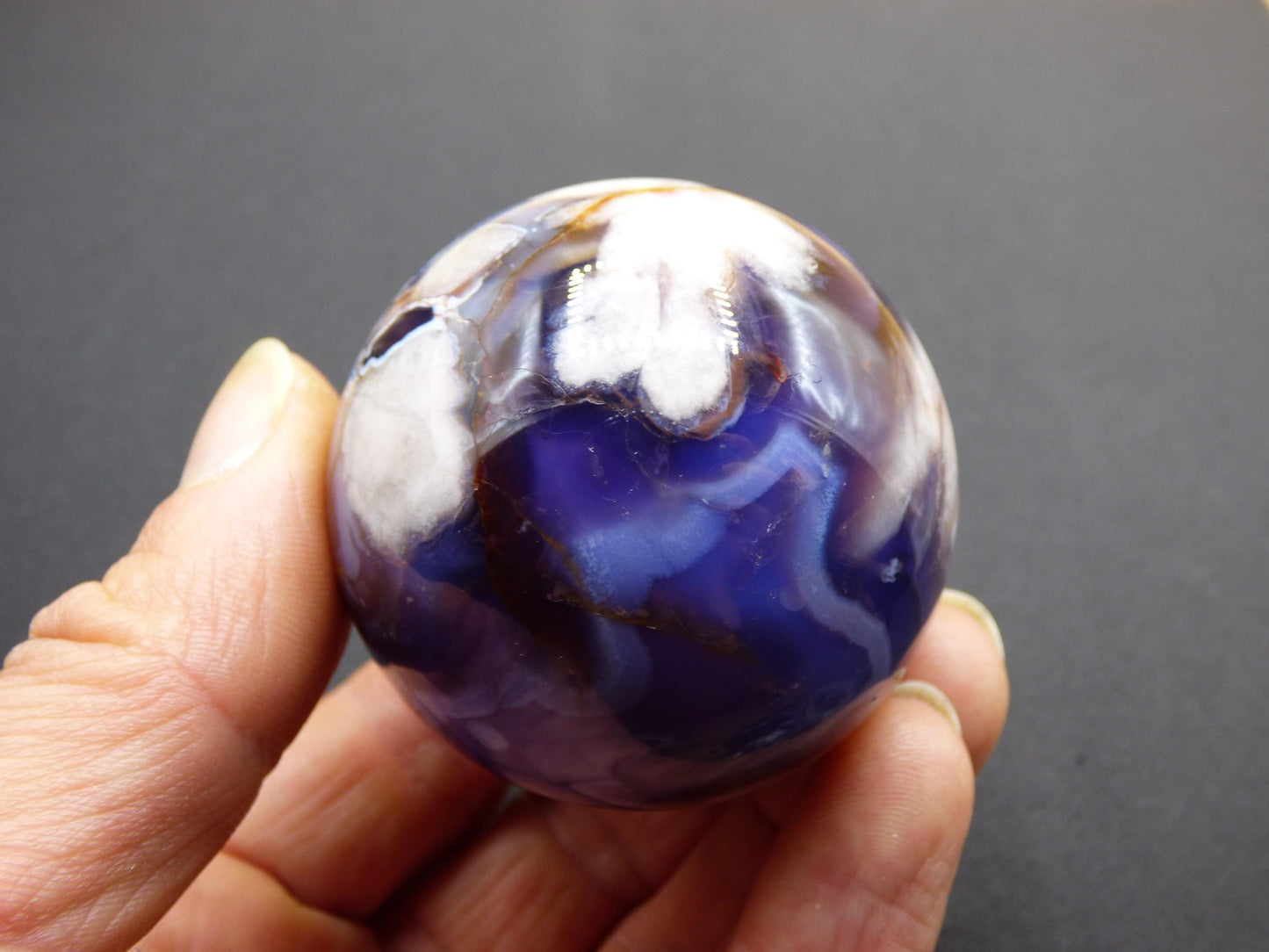 Blumen Achat blau Flower Blossom A- Edelstein Kugel Deko Kristall Sphere Meditation Heilstein Natur Geschenk Er Sie Mann Frau Selten Rarität