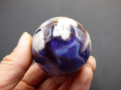 Blumen Achat blau Flower Blossom A- Edelstein Kugel Deko Kristall Sphere Meditation Heilstein Natur Geschenk Er Sie Mann Frau Selten Rarität