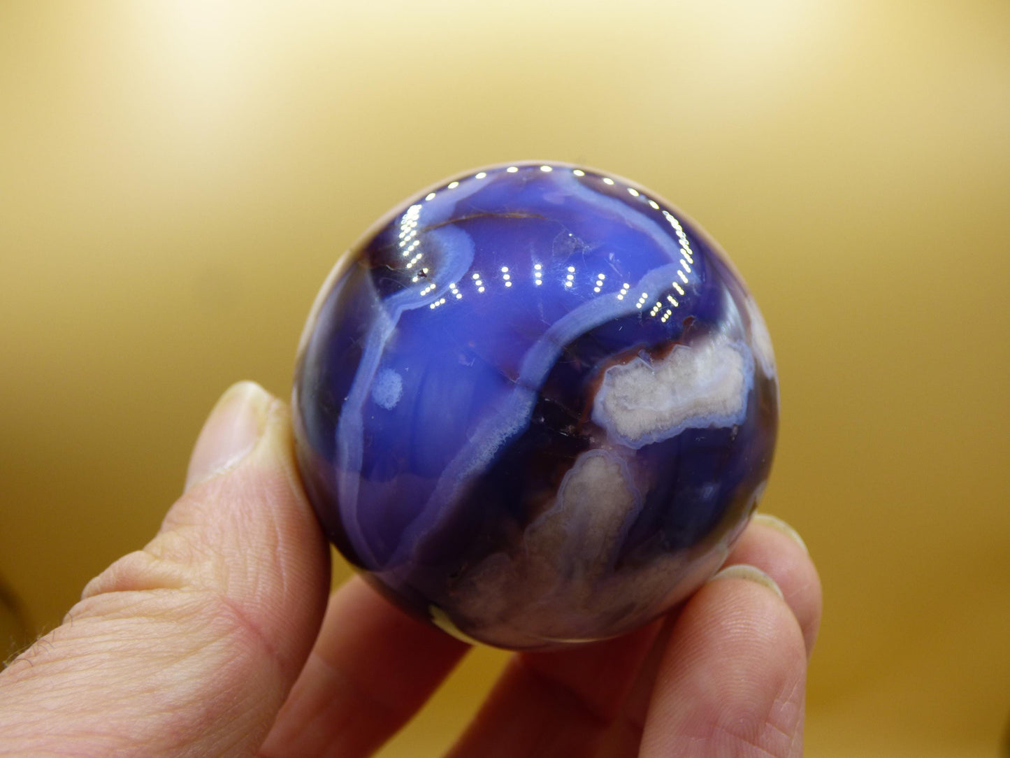 Blumen Achat blau Flower Blossom A- Edelstein Kugel Deko Kristall Sphere Meditation Heilstein Natur Geschenk Er Sie Mann Frau Selten Rarität