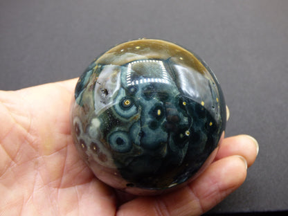 8 Adern Ocean Jaspis Orbicular grün - Edelstein Kugel Natur Heilstein Deko Kristall Geschenk Er Sie Mann Frau Haus Wohnung Energie Selten