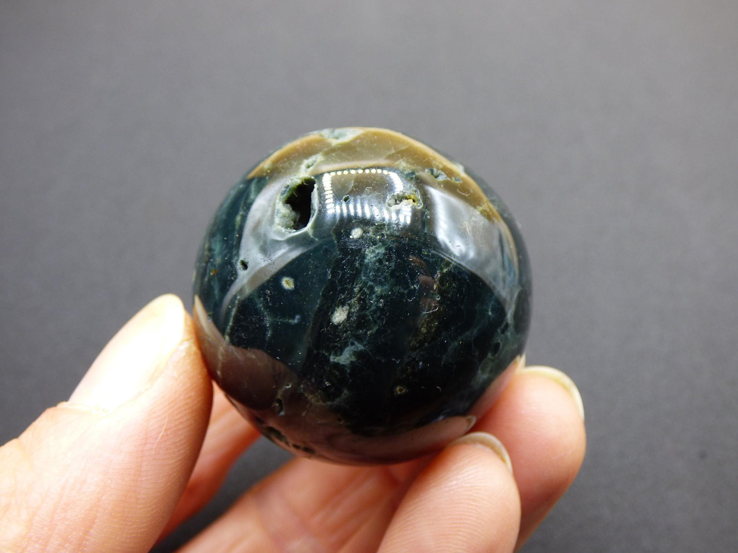 Ocean Jaspis grün - Edelstein Kugel Natur Heilstein Deko Kristall Geschenk Er Sie Mann Frau Haus Wohnung Energie Selten