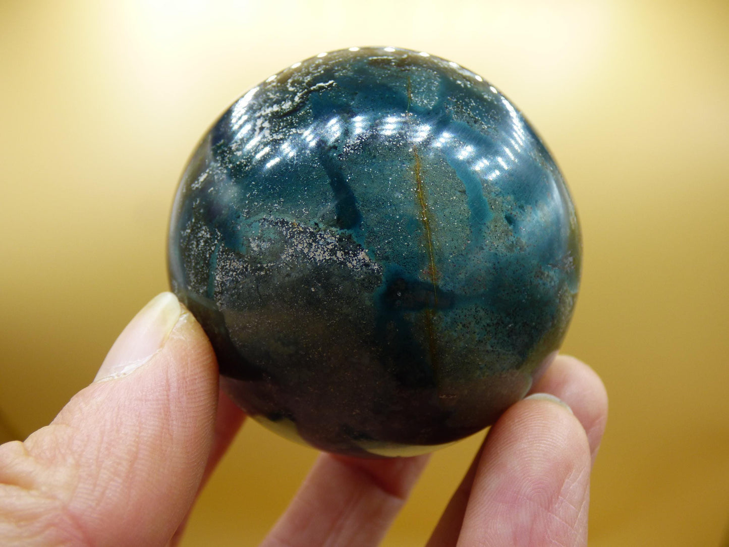 Ocean Jaspis blau grün - Edelstein Kugel Natur Heilstein Deko Kristall Geschenk Er Sie Mann Frau Haus Wohnung Energie Selten