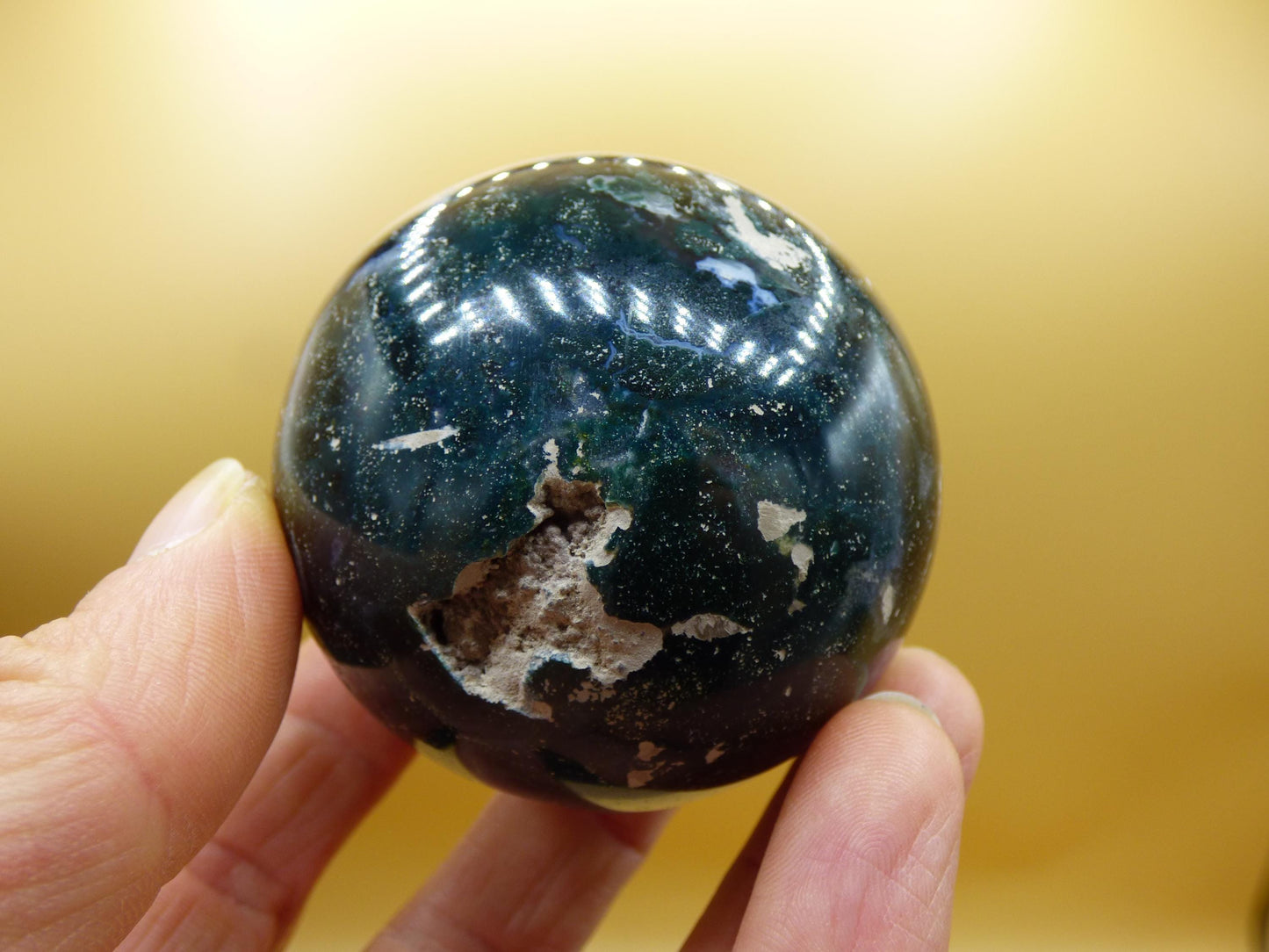 Ocean Jaspis blau grün - Edelstein Kugel Natur Heilstein Deko Kristall Geschenk Er Sie Mann Frau Haus Wohnung Energie Selten