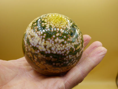 XL 8 Adern Ocean Jaspis Orbicular gelb - Edelstein Kugel Natur Heilstein Deko Kristall Geschenk Er Sie Mann Frau Haus Wohnung Energie Selten
