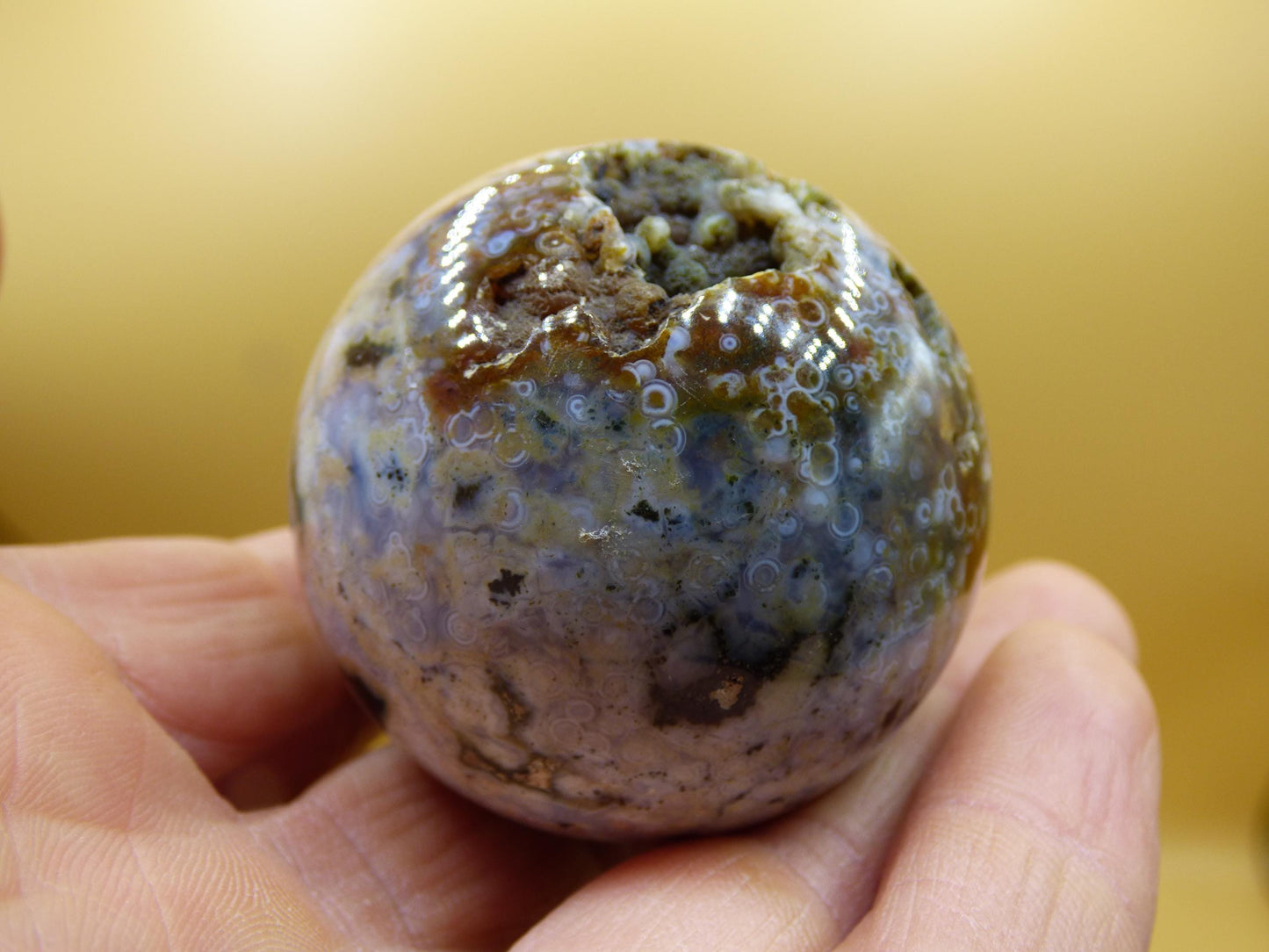 8 Adern Ocean Jaspis Orbicular - Edelstein Kugel Natur Heilstein Deko Kristall Geschenk Er Sie Mann Frau Haus Wohnung Energie Selten